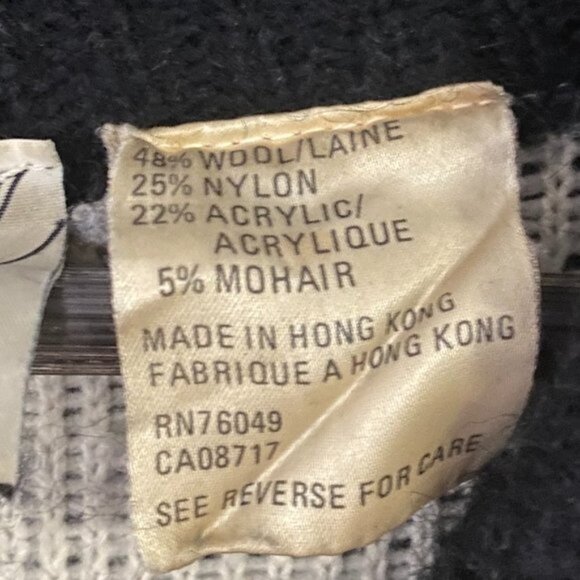 Vintage Jaques Vert Wool Mohair Blend Black White Abstract Pattern Button Coat - Picture 5 of 10